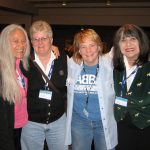 Rockrgrl Conference, Seattle, Washington. November 12, 2005. L–R: June Millington, Leslie Ann Jones, Cheryl, Judy Henske