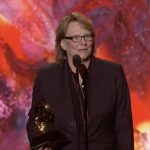 Cheryl Pawelski accepts the Best Historical Album Grammy for Wilco’s Yankee Hotel Foxtrot (Super Deluxe Edition) at Crypto.com Arena-Los Angeles, California February 5, 2023